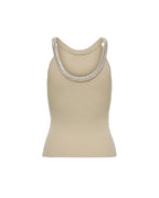 Beige Nylon Elastan Trägershirts
