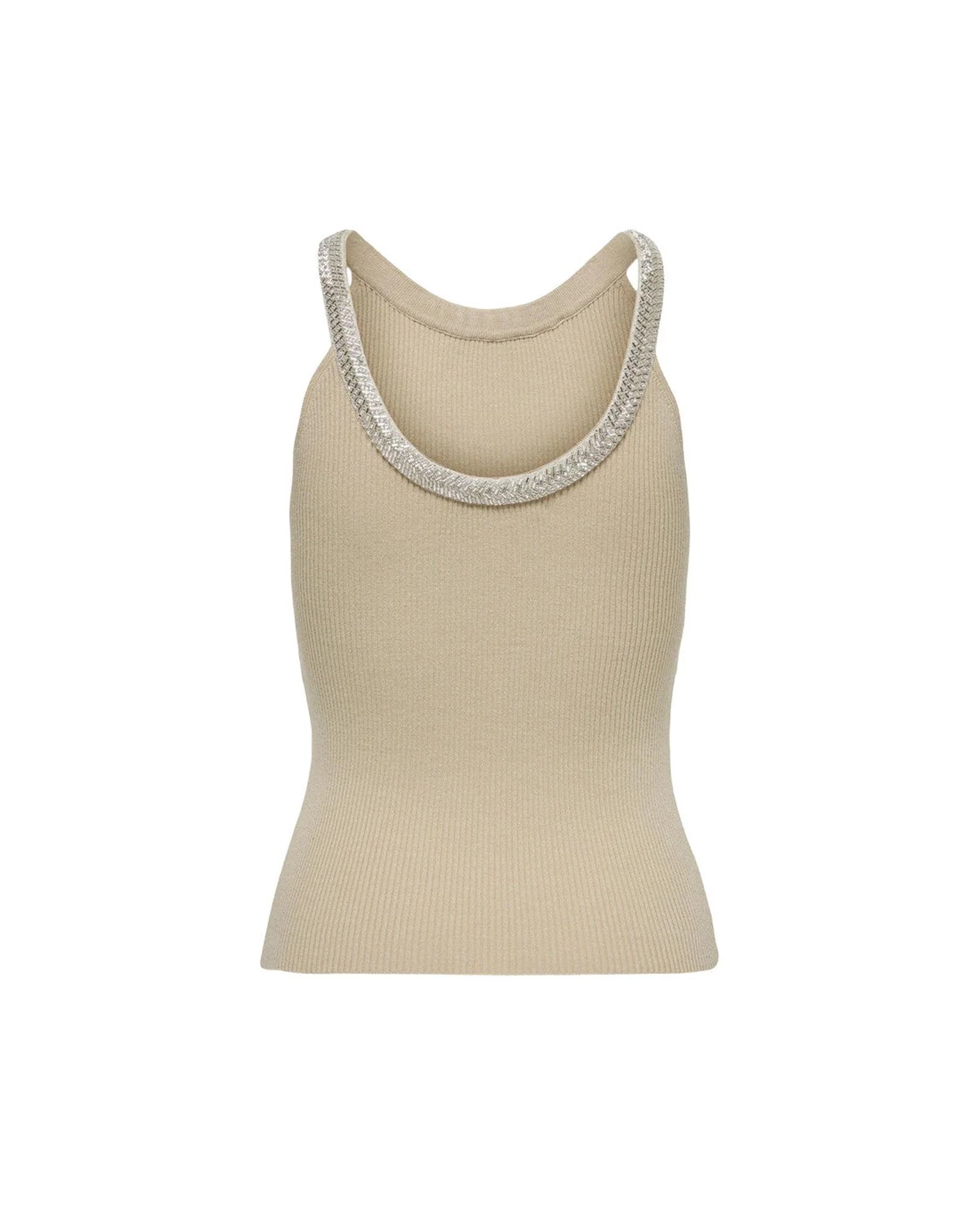 Beige Nylon Elastan Trägershirts