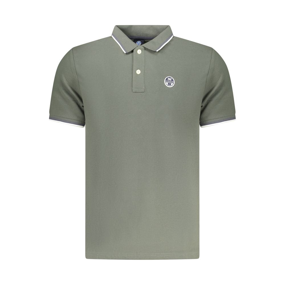 Green Cotton Men Polo