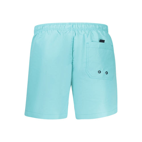 Light Blue Polyester Men's Swim Boxer