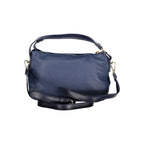 Blue Polyurethane Women's Bag with Adjustable Strap and Pocket