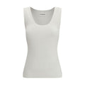 Beige Cotton Sleeveles T-Shirt
