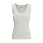 Beige Cotton Sleeveles T-Shirt