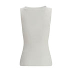 Beige Cotton Sleeveles T-Shirt