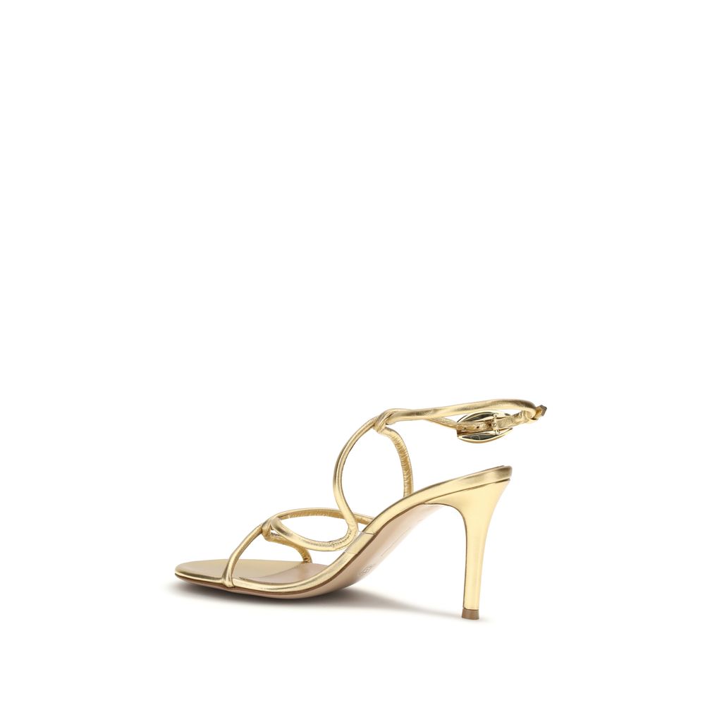 Sandalen aus Kalbsleder, goldfarben, mit Stilettoabsatz