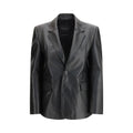 Schwarze Lederjacke aus Kalbsleder (Bos Taurus)