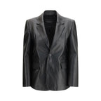 Schwarze Lederjacke aus Kalbsleder (Bos Taurus)