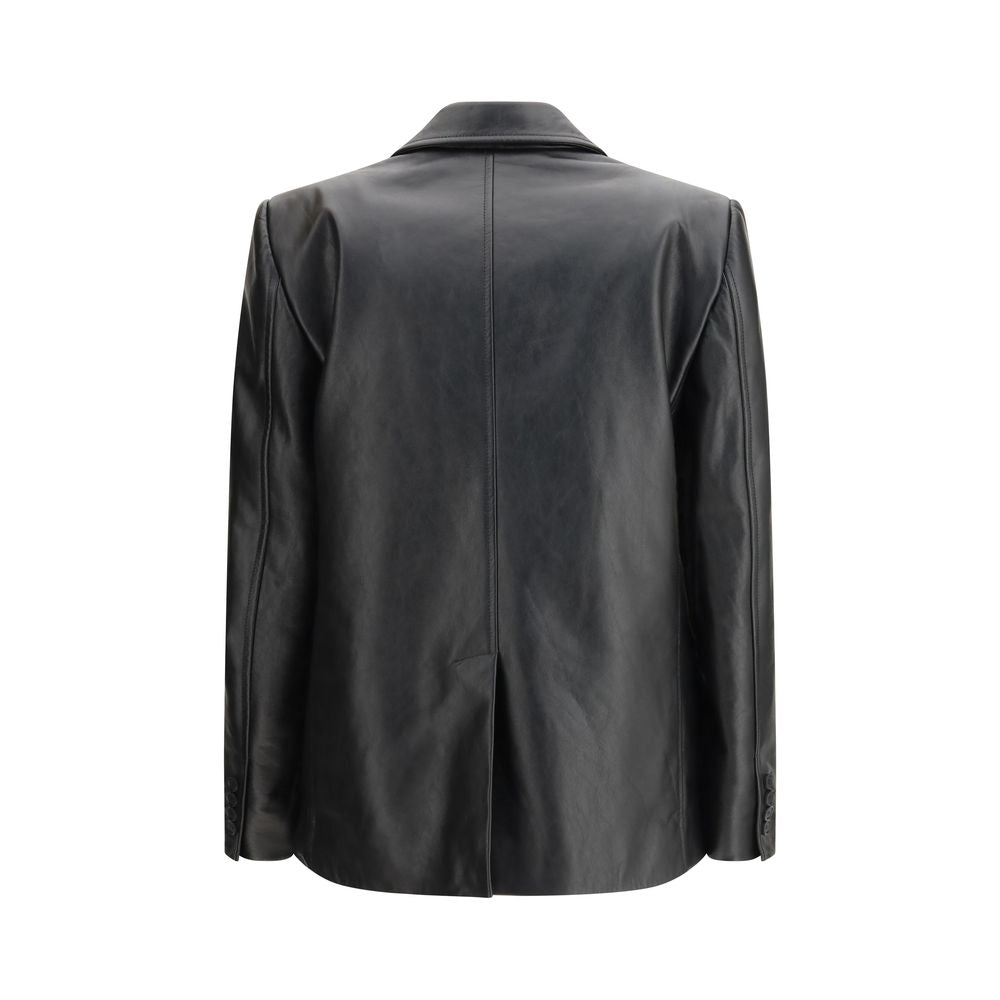 Schwarze Lederjacke aus Kalbsleder (Bos Taurus)