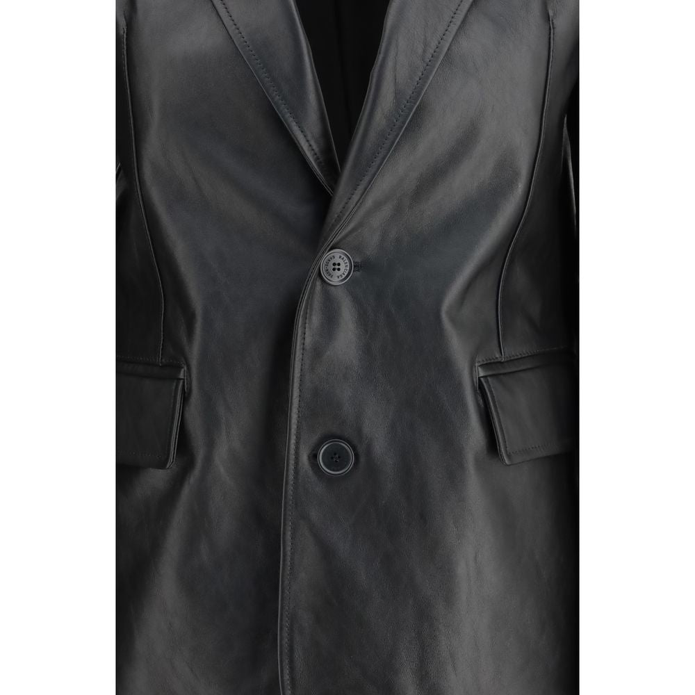 Schwarze Lederjacke aus Kalbsleder (Bos Taurus)