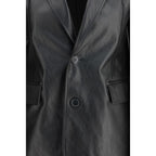Schwarze Lederjacke aus Kalbsleder (Bos Taurus)