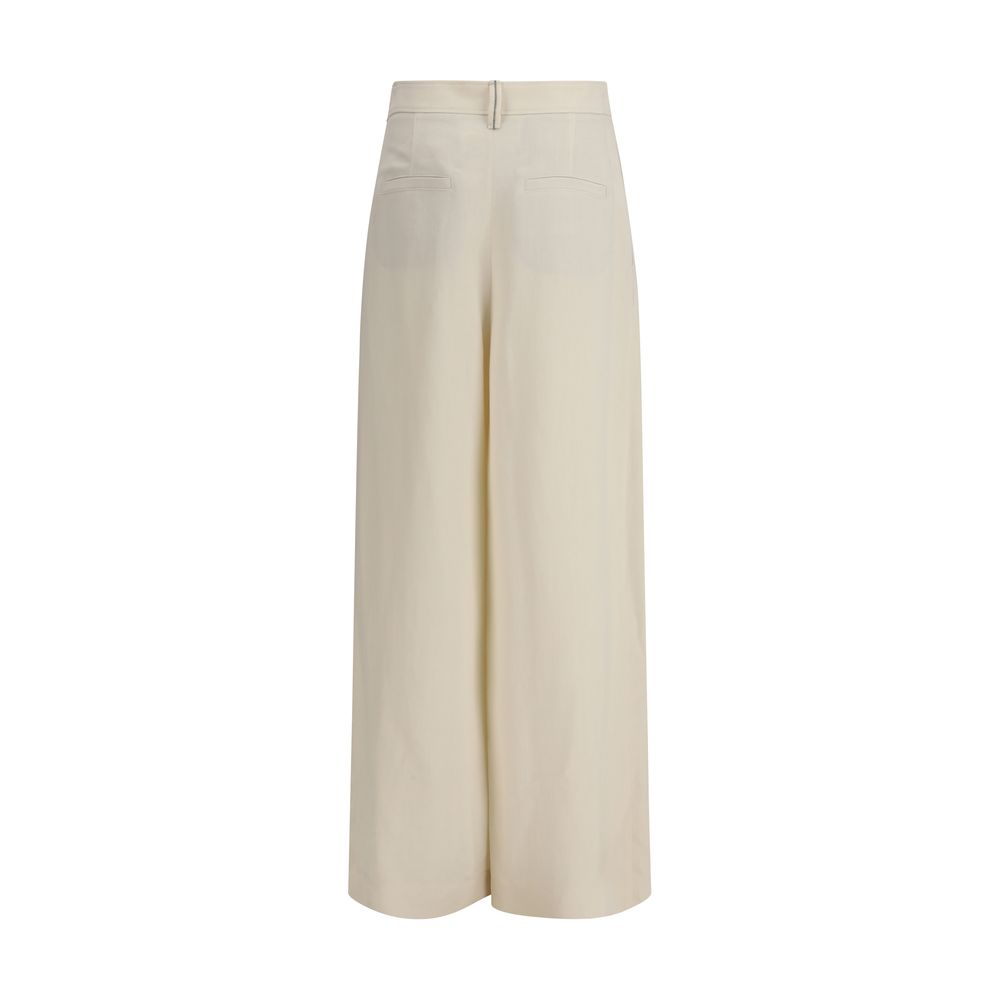 Beige Viskose Freizeithose