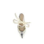 Silver Calf Leather Bos Taurus Ballet Flats