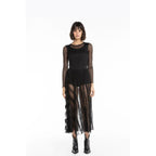 Black Polyester Long Skirt