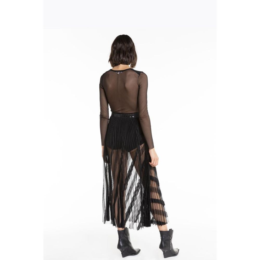 Black Polyester Long Skirt
