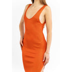 Orange Viscose Casual Dress
