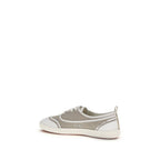 Beige Cotton Low Top Sneakers