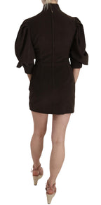 Braunes Mini-Kleid aus Kord und Baumwolle mit figurbetonter Passform