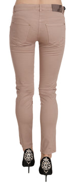 Brown Low Waist Slim Fit Skinny Cotton Pants