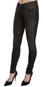 Cotton Black Washed Low Waist Skinny Denim Jeans