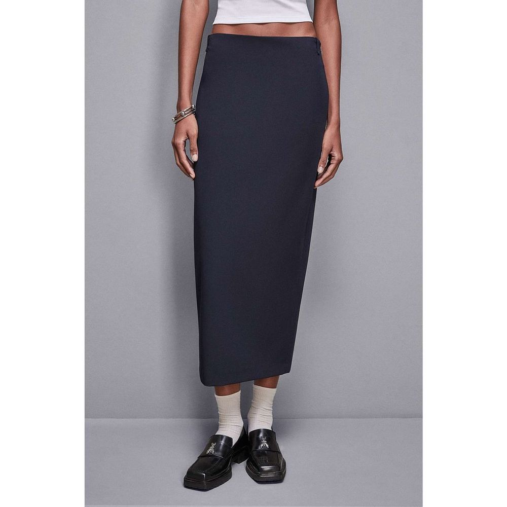 Gonna lunga in poliestere blu navy