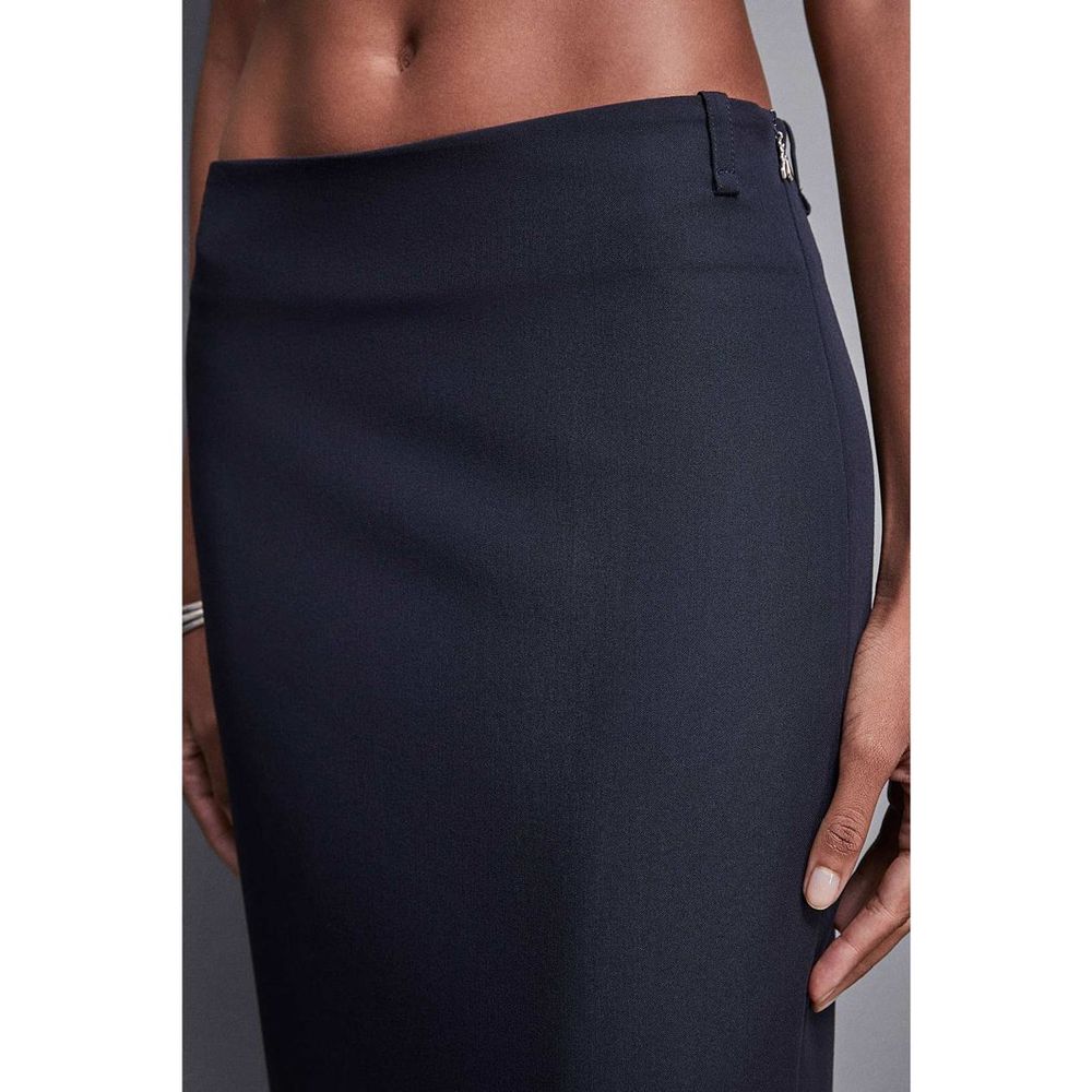 Gonna lunga in poliestere blu navy