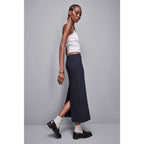 Navy Blue Polyester Long Skirt