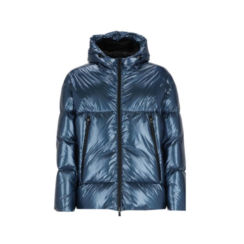 Blaue lange Jacke aus Polyamid