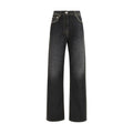 Schwarze Straight-Leg Jeans aus Baumwolle