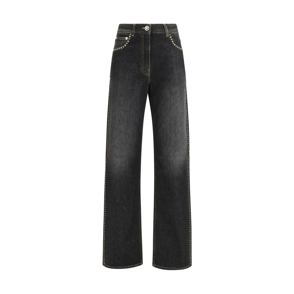 Schwarze Straight-Leg Jeans aus Baumwolle