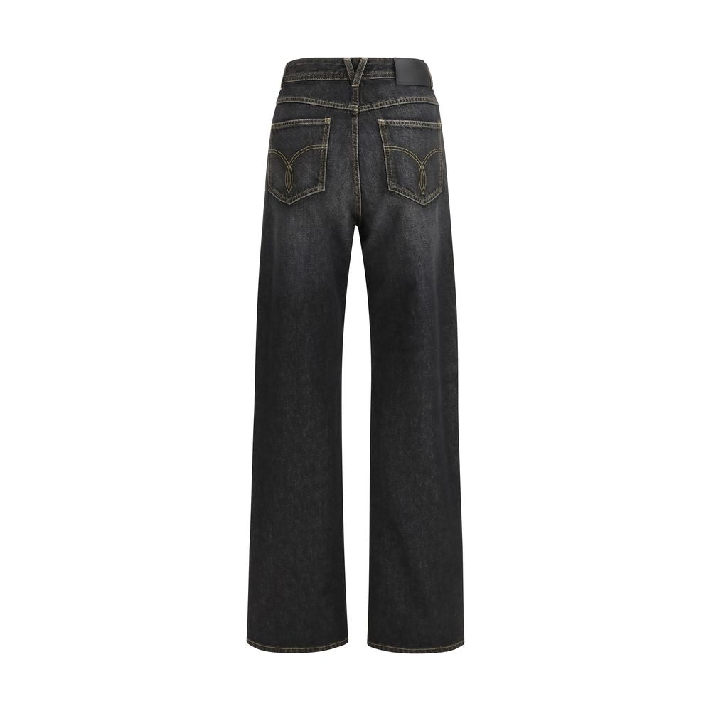 Schwarze Straight-Leg Jeans aus Baumwolle