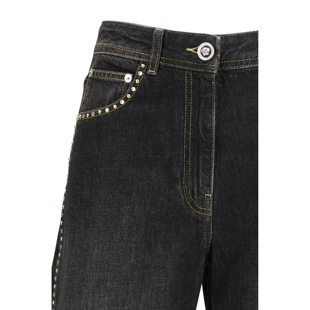 Schwarze Straight-Leg Jeans aus Baumwolle