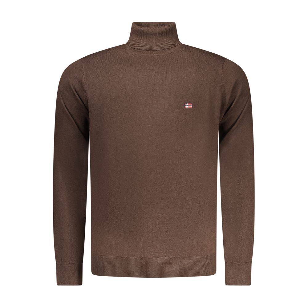 Brauner Polyamid-Herrenpullover
