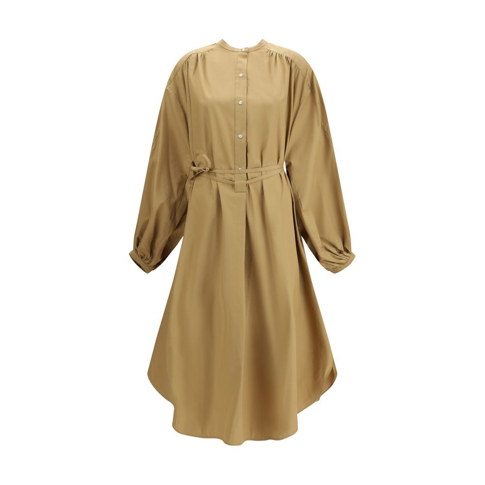 Beige Baumwoll-Freizeitkleid