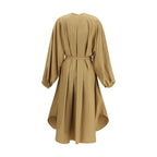 Beige Baumwoll-Freizeitkleid