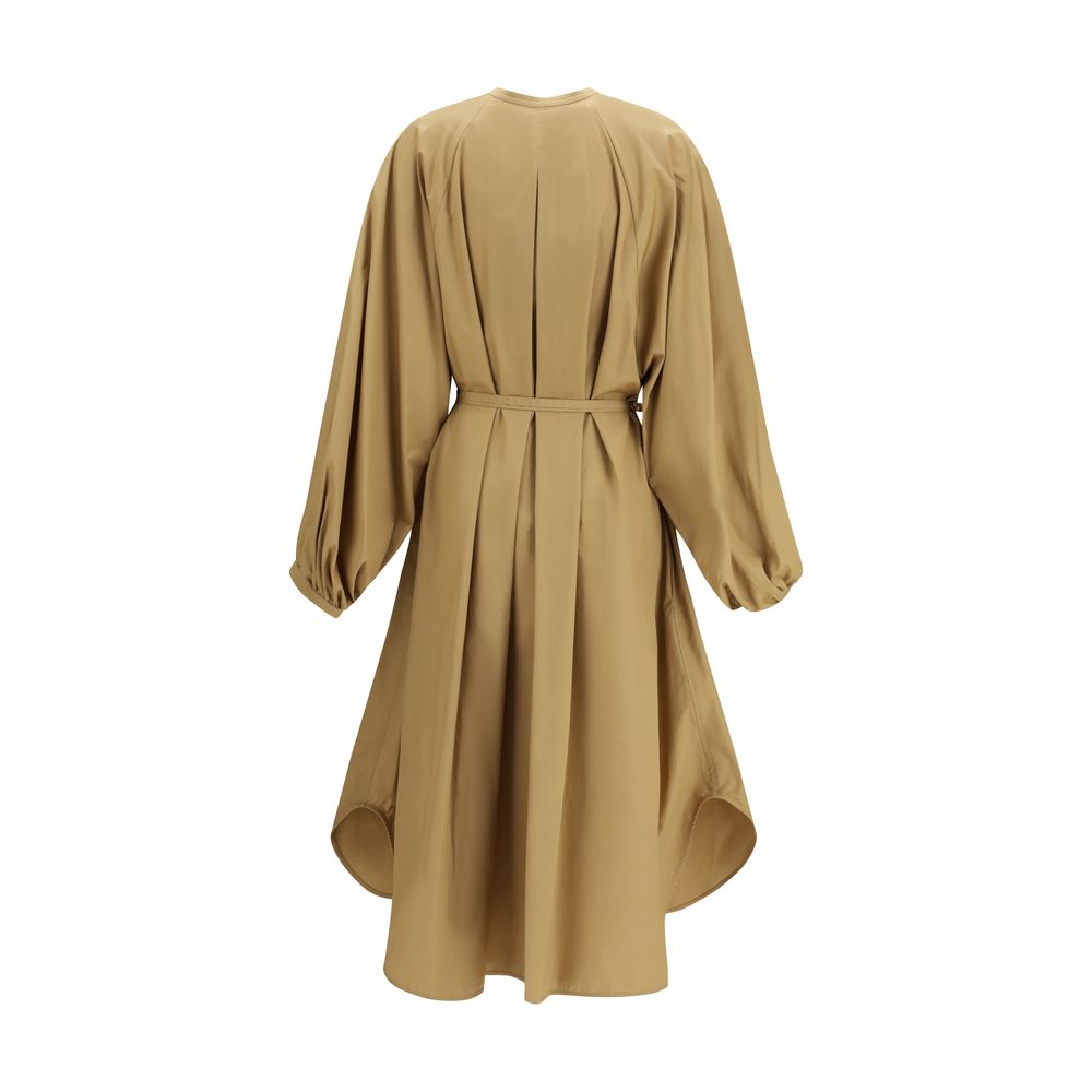 Beige Baumwoll-Freizeitkleid