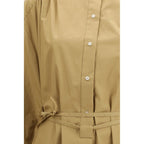 Beige Baumwoll-Freizeitkleid