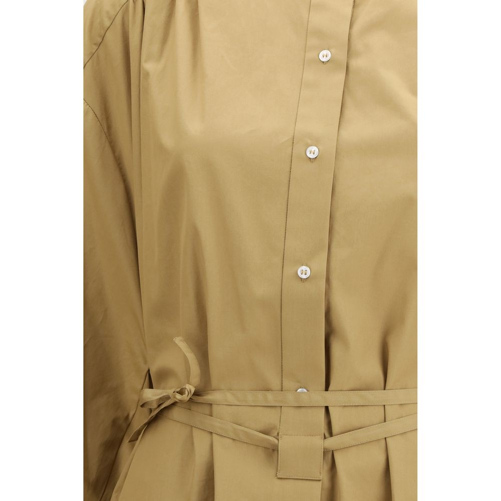 Beige Baumwoll-Freizeitkleid