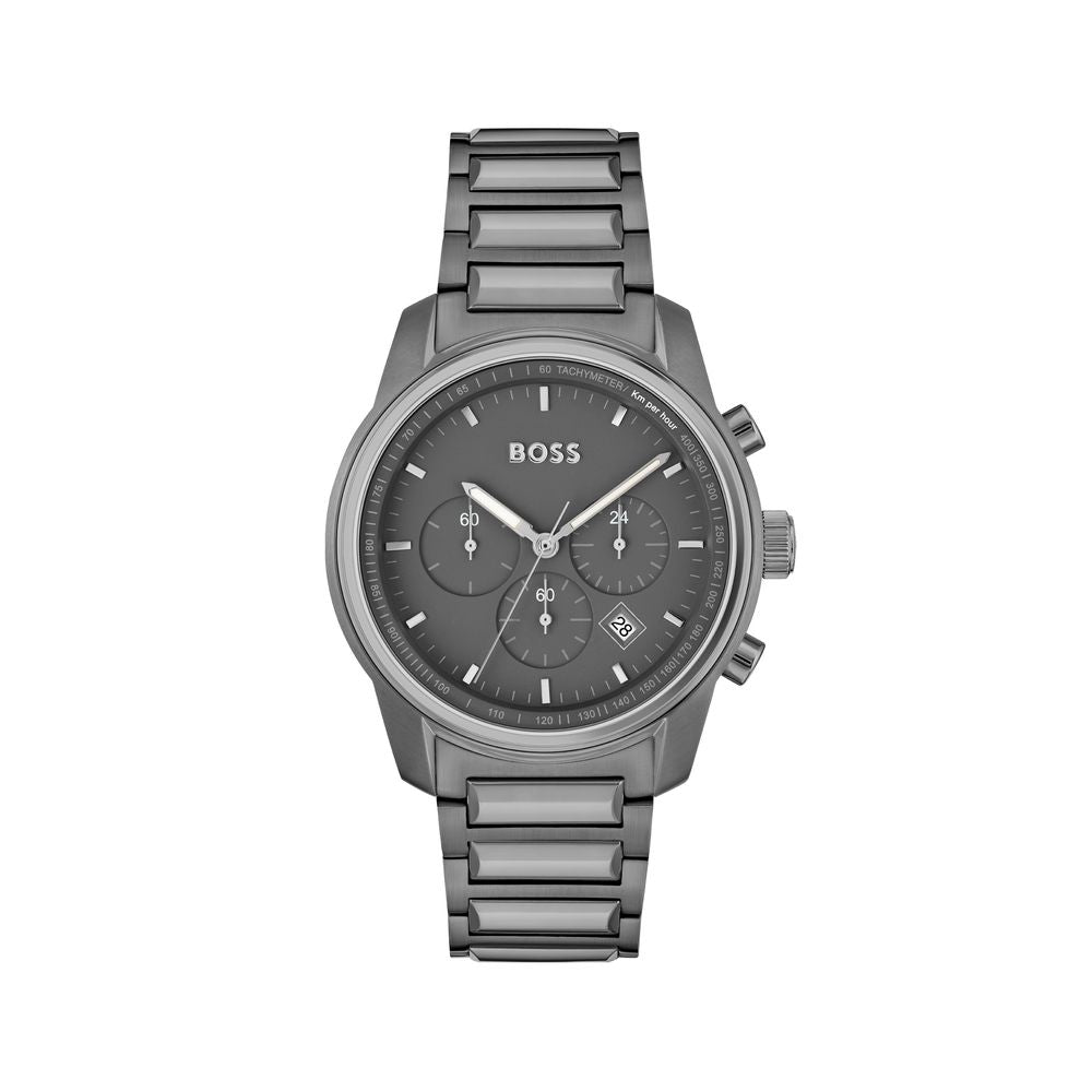 Graue Armbanduhr aus Edelstahl