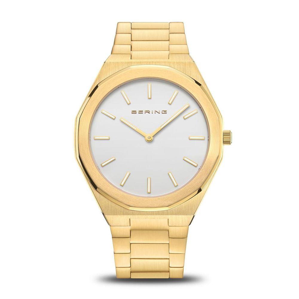 Goldene Edelstahl-Kleideruhr