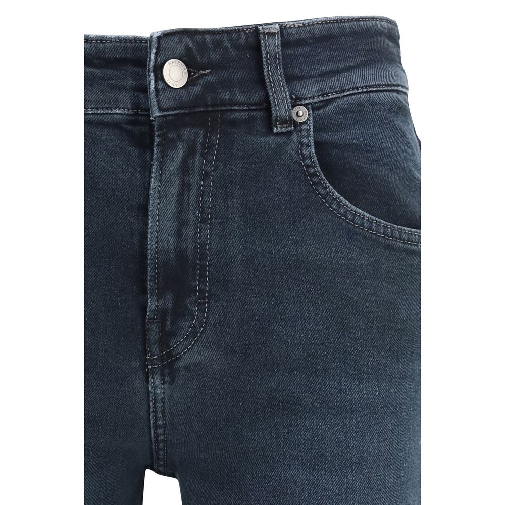 Blaue ausgestellte Jeans aus Baumwolle