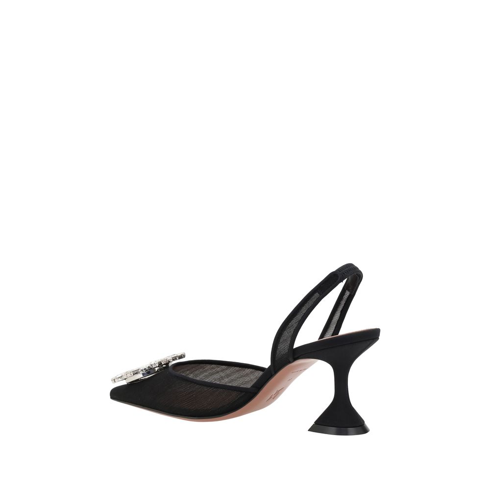 Schwarze Nylon-High-Heel-Pumps