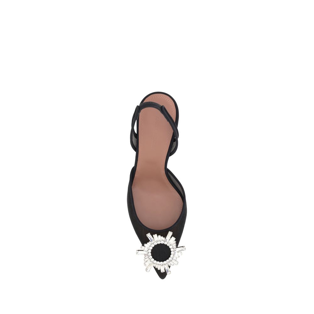 Schwarze Nylon-High-Heel-Pumps