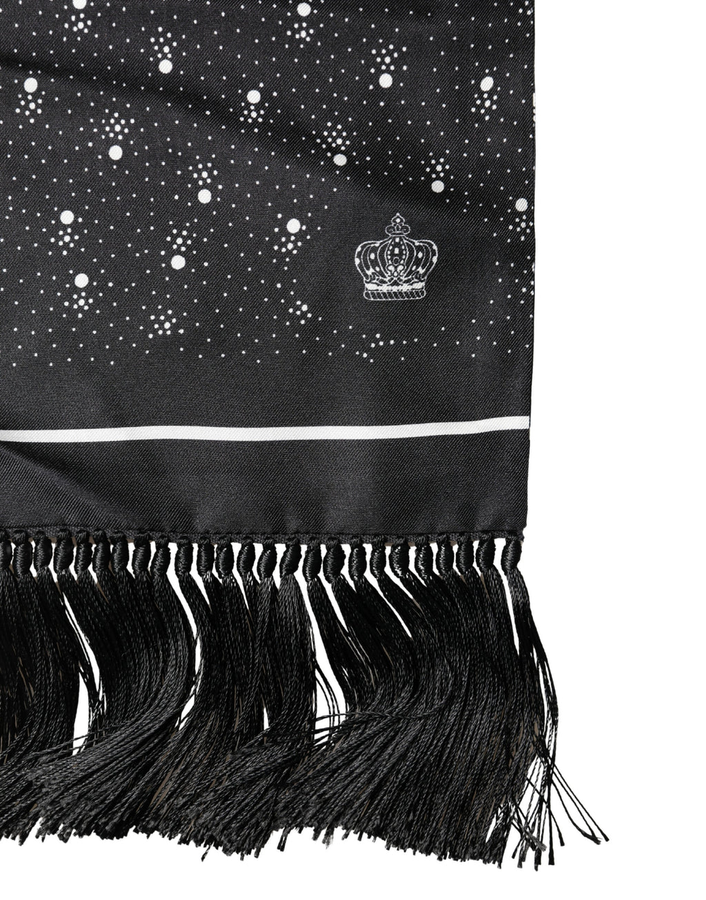 Schwarz Weiß Seide Tupfen Foulard 140cm x 15cm Schal