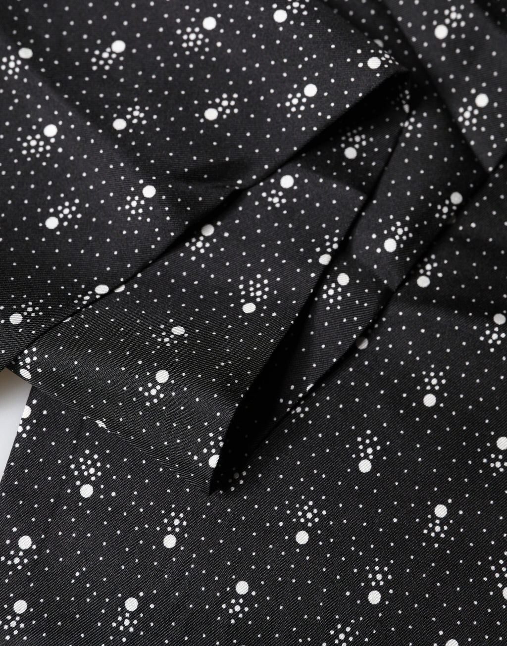 Schwarz Weiß Seide Tupfen Foulard 140cm x 15cm Schal