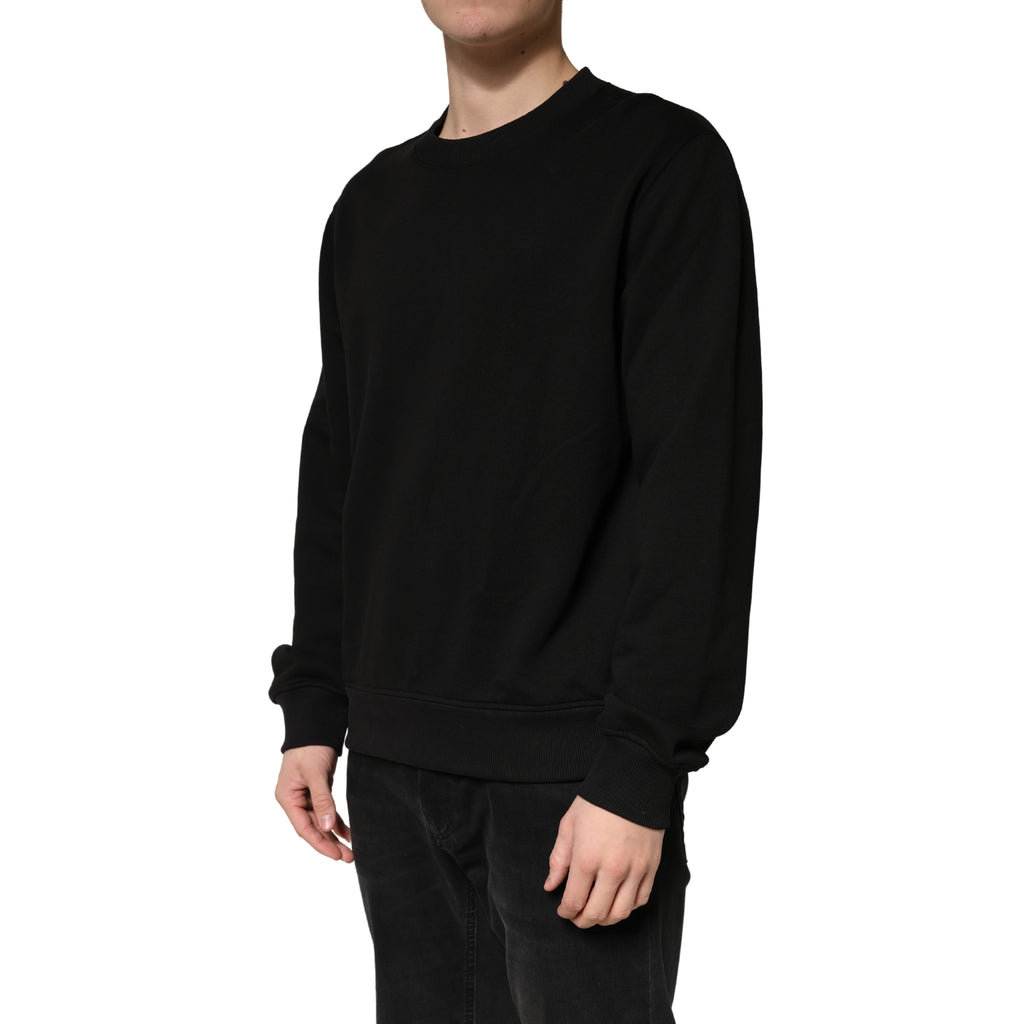 Pullover Schwarzes Baumwoll-Sweatshirt mit Rundhalsausschnitt