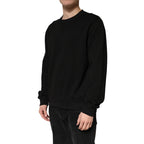 Pullover Schwarzes Baumwoll-Sweatshirt mit Rundhalsausschnitt
