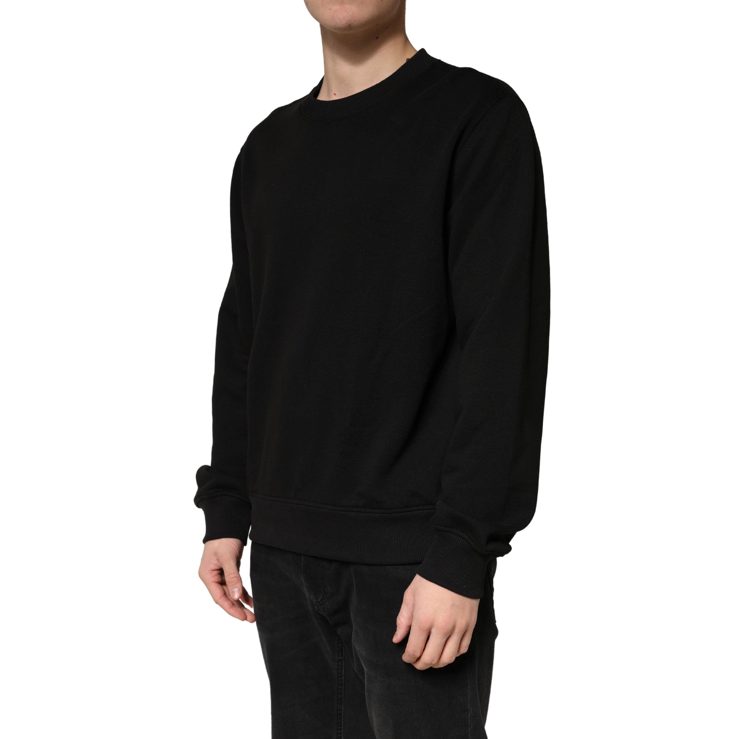 Pullover Schwarzes Baumwoll-Sweatshirt mit Rundhalsausschnitt