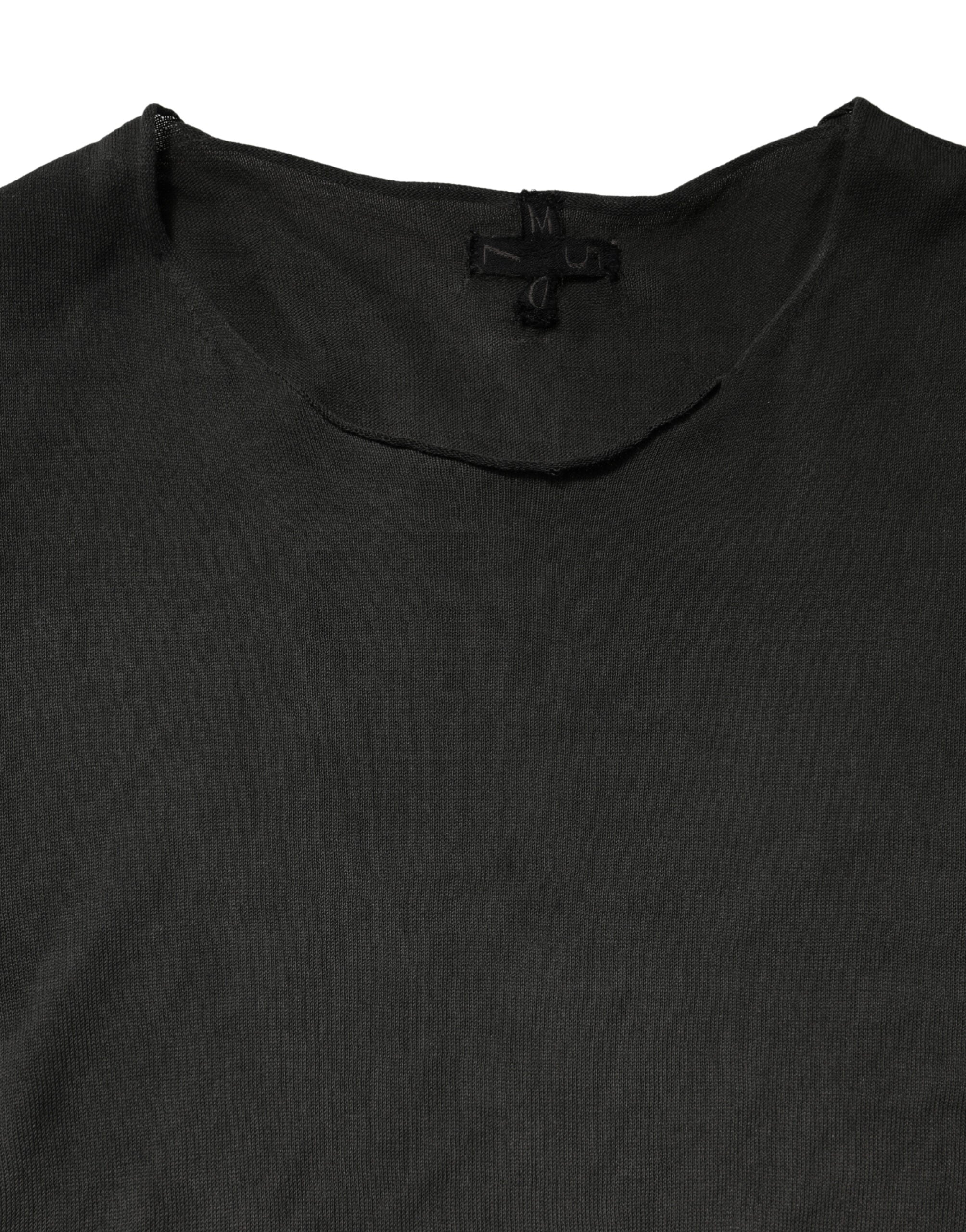 Pullover Schwarzes Baumwoll-Sweatshirt mit Rundhalsausschnitt