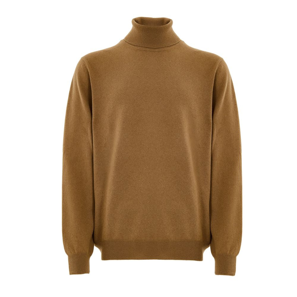 Rollkragenpullover aus brauner Wolle