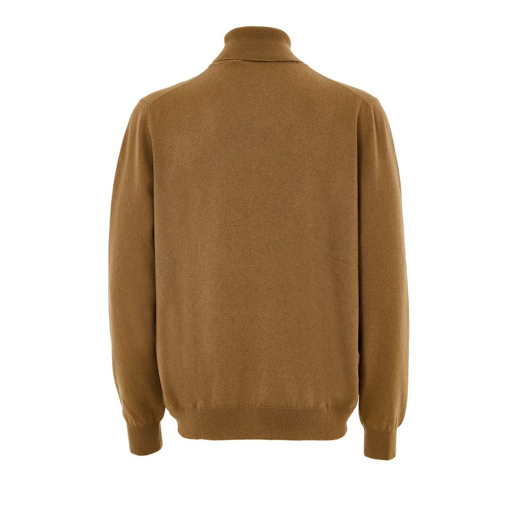 Rollkragenpullover aus brauner Wolle